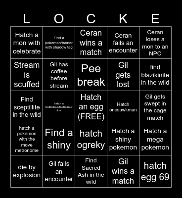 Egglocke/Cagelock v3 Bingo Card