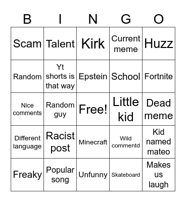 IG REELS BINGO#1 Bingo Card