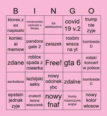 2026 bingo Card