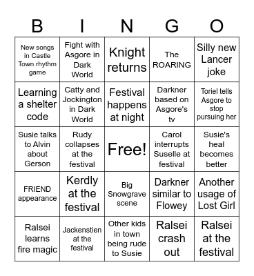 Deltarune Chapter 5 Bingo Card