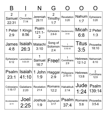 Bible Bingo Card