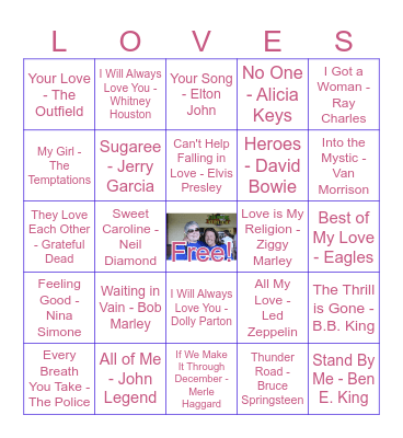 Love Song Bingo - Grandma Loves Bingo Card