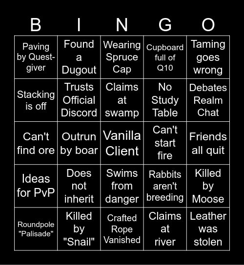 Haven New Player Bingo Card