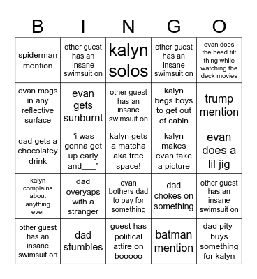 schmit cruise the squeakquel Bingo Card