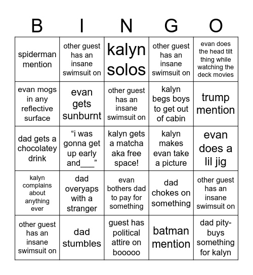 schmit cruise the squeakquel Bingo Card