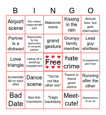 ROM-COM Bingo Card