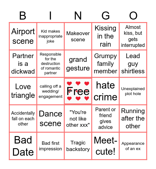 ROM-COM Bingo Card