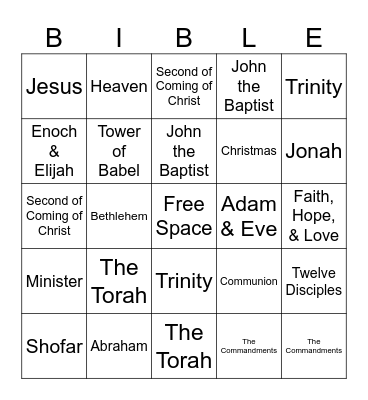 Bible Bingo Card