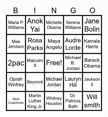 BLACK HISTORY MONTH! Bingo Card