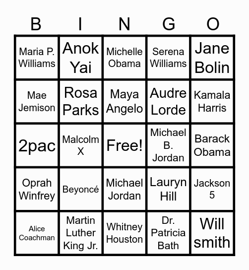 BLACK HISTORY MONTH! Bingo Card