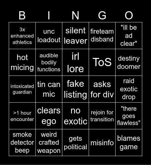 Untitled Bingo Card