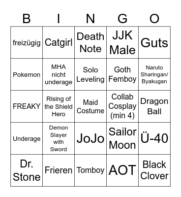 Anime-Bingo Card