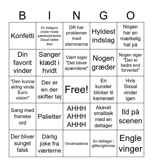 melodi grand prix Bingo Card