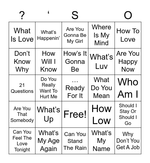 Music Bingo Card