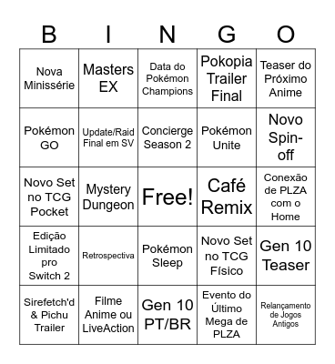 Pokémon Day Bingo Card