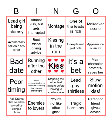 ROM-COM Bingo Card