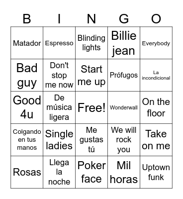 Bingo musical de CARMEN Bingo Card