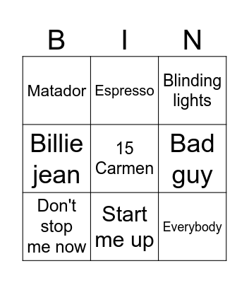 Bingo musical de CARMEN Bingo Card