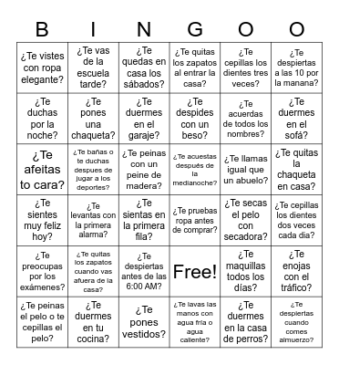 Loteria: Los verbos reflexivos - A hablar! Bingo Card