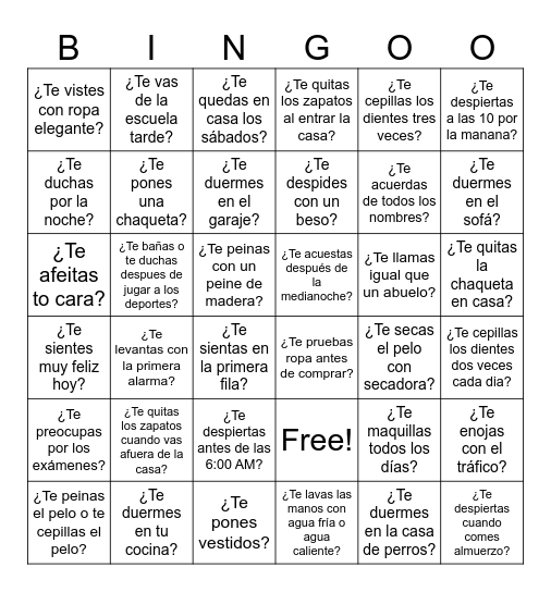 Loteria: Los verbos reflexivos - A hablar! Bingo Card