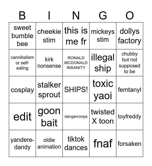 dandys vidoes Bingo Card