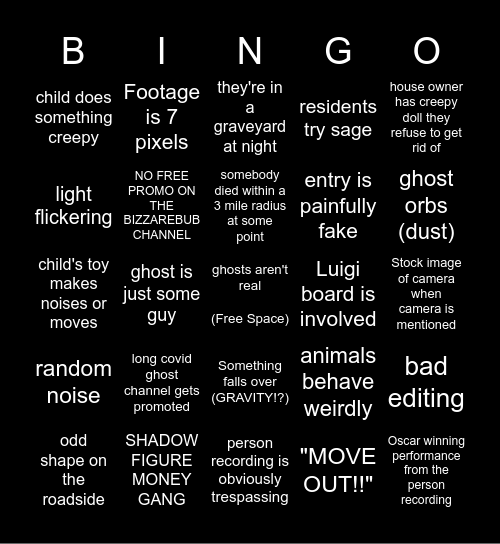 BizzareBub Bingo Card