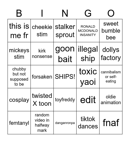dandys vidoes Bingo Card