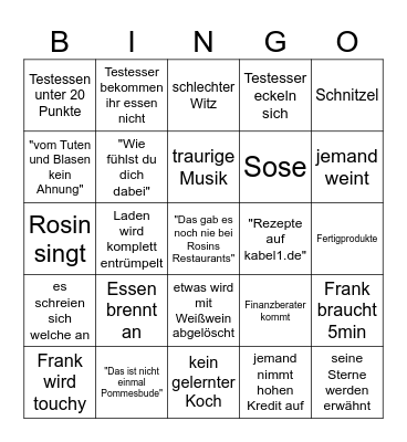 Frank Rosin Bingo Card