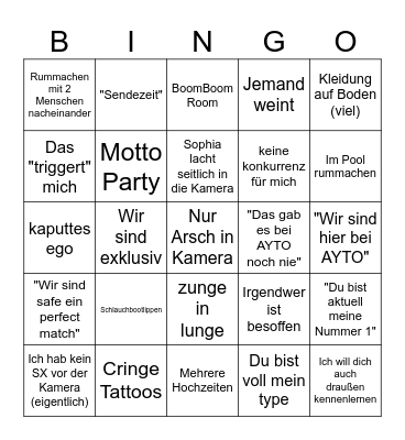 AYTO 2026 Bingo Card