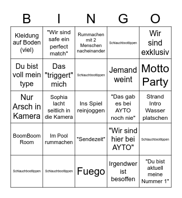 AYTO Bingo Card