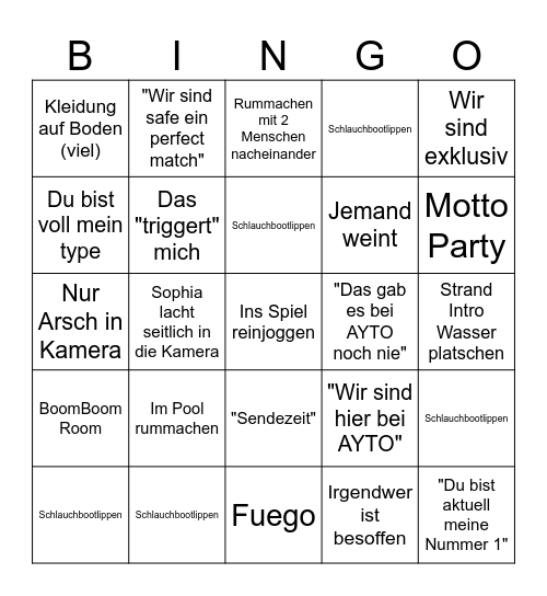 AYTO Bingo Card