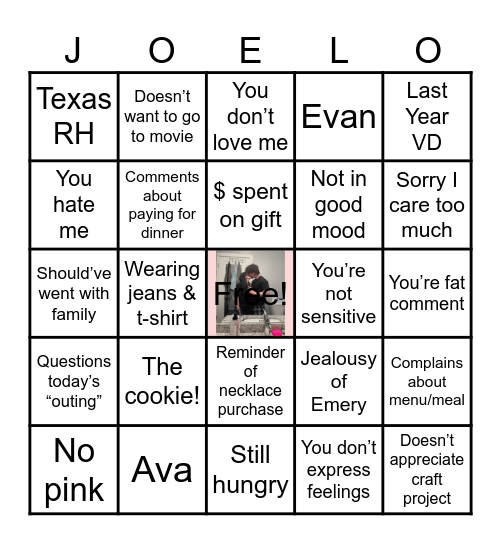 Valentine Bingo Card