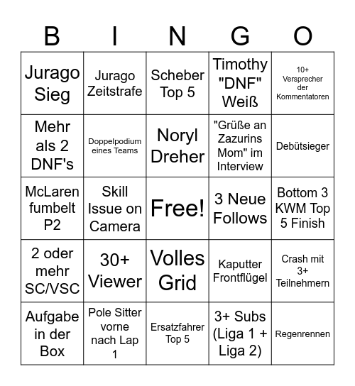 Liga 1 BINGO Card