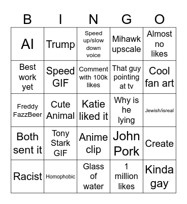 Instagram Reel Bingo Card