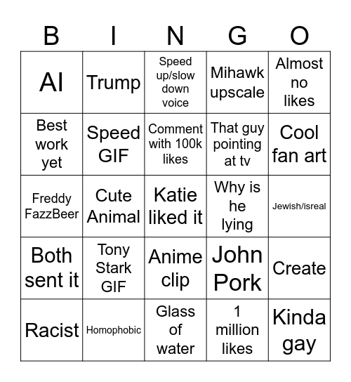 Instagram Reel Bingo Card