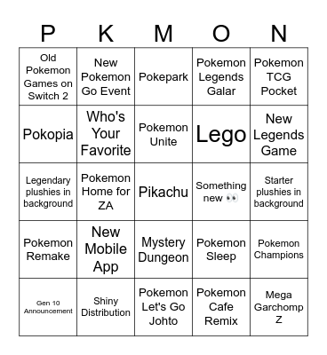 Pokemon Day 2026 Bingo Card