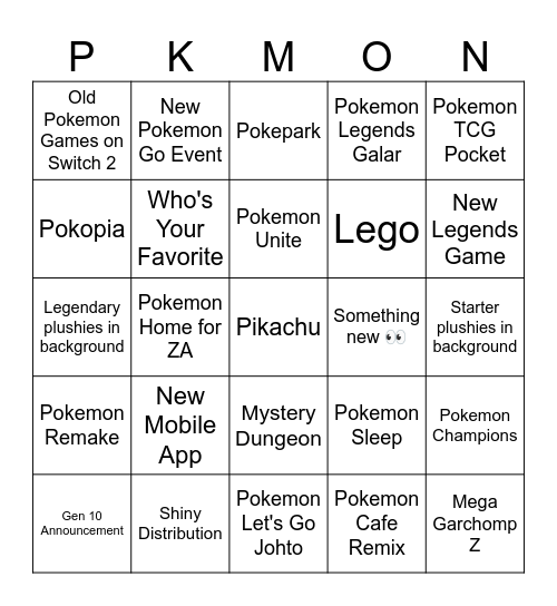 Pokemon Day 2026 Bingo Card