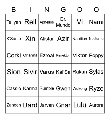 LCS Playoffs 1 Bingo Card