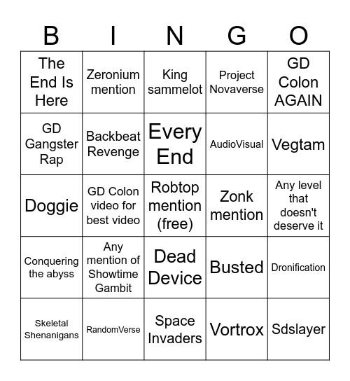Geometrical Denominator Bingo Card