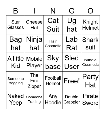 Yeeps Bingo Card