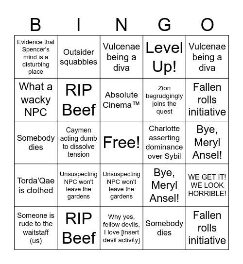 Madison's Bango #4 Bingo Card