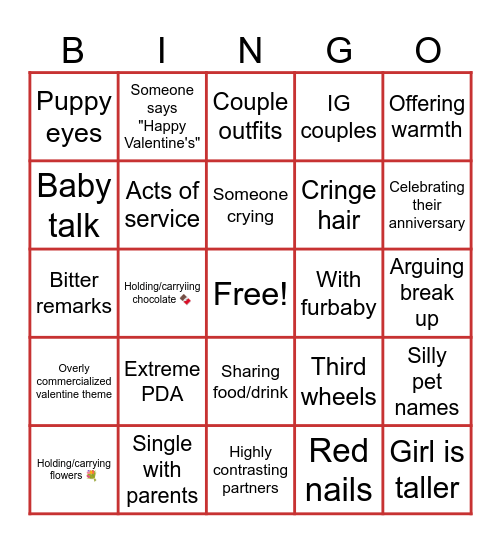 Balentayms Bingo ♡ Bingo Card