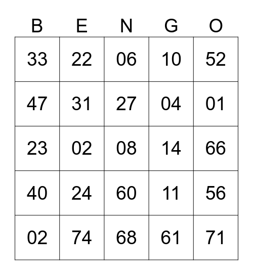 Bingo Sem Título Bingo Card