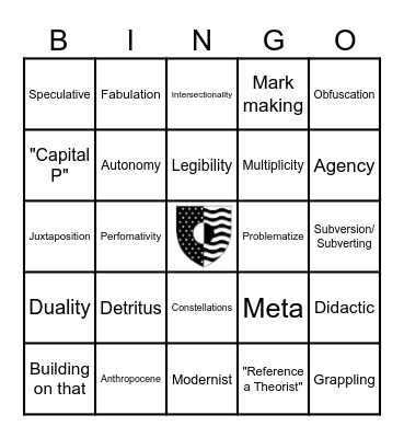 Art Speak Bingo Card