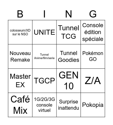 Pokémon Présent BINGO Card