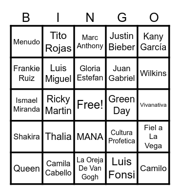 Moises Bingo Card