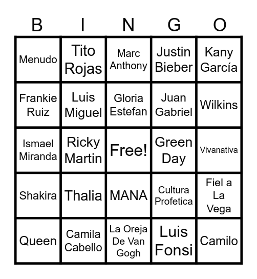 Moises Bingo Card