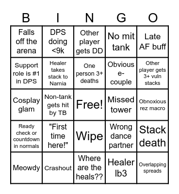 Bad DF Bingo Card
