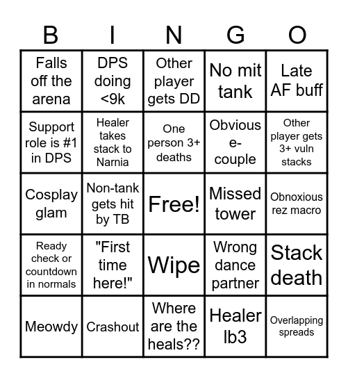 Bad DF Bingo Card