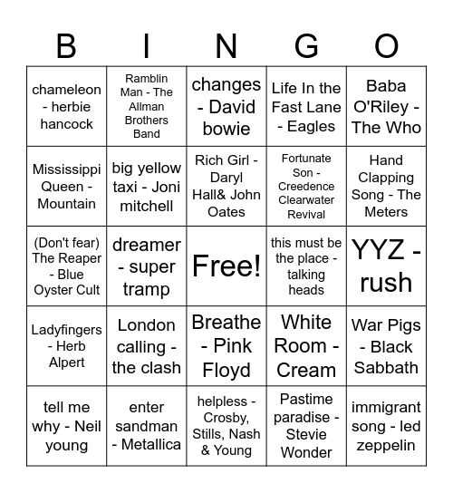 This ones for the dads Bingo Card